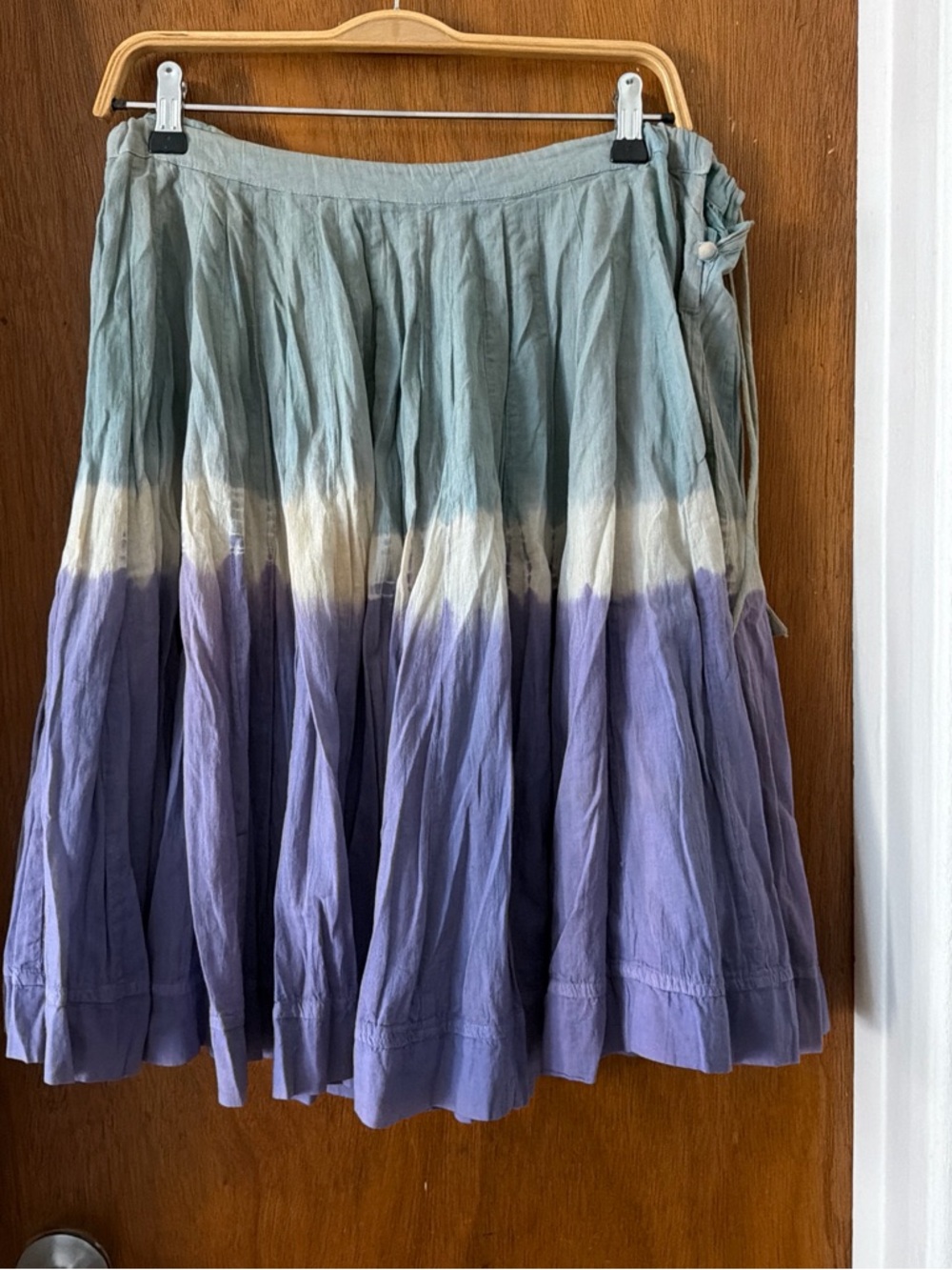 Boho Tie-Dye Midi Skirt in Sage, Cream & Lavender